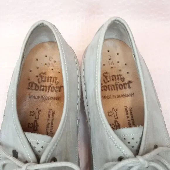 Finn Comfort Shoes Gray Women Size US 8 / UK 5 1/2 Oxford Perforated Germany - Picture 3 of 7